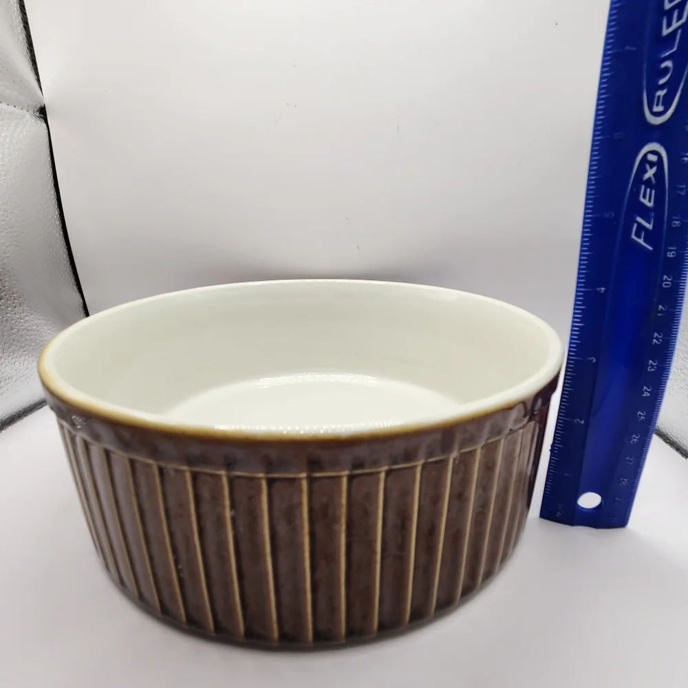 Vintage Glazed Brown Soufflé Baking Dish